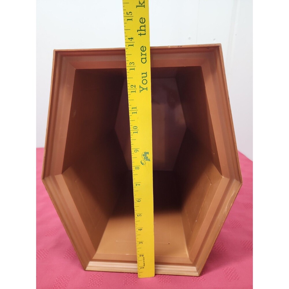 VTG Max Klein FauxWood Hexagonal Wastebasket Raised Relief 1970s 14" Made In USA - Picture 5 of 16